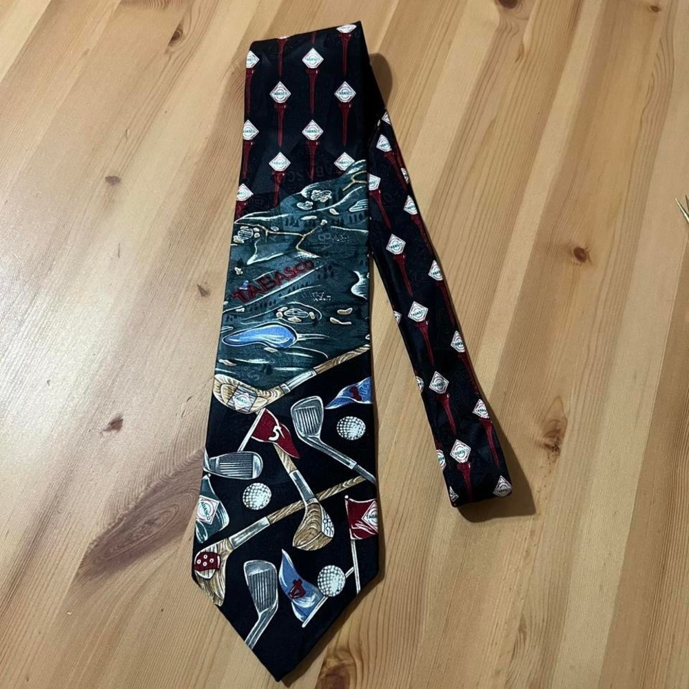 Tabasco Golf Tie Novelty Golf Clubs Golf Balls Pattern Necktie 0347